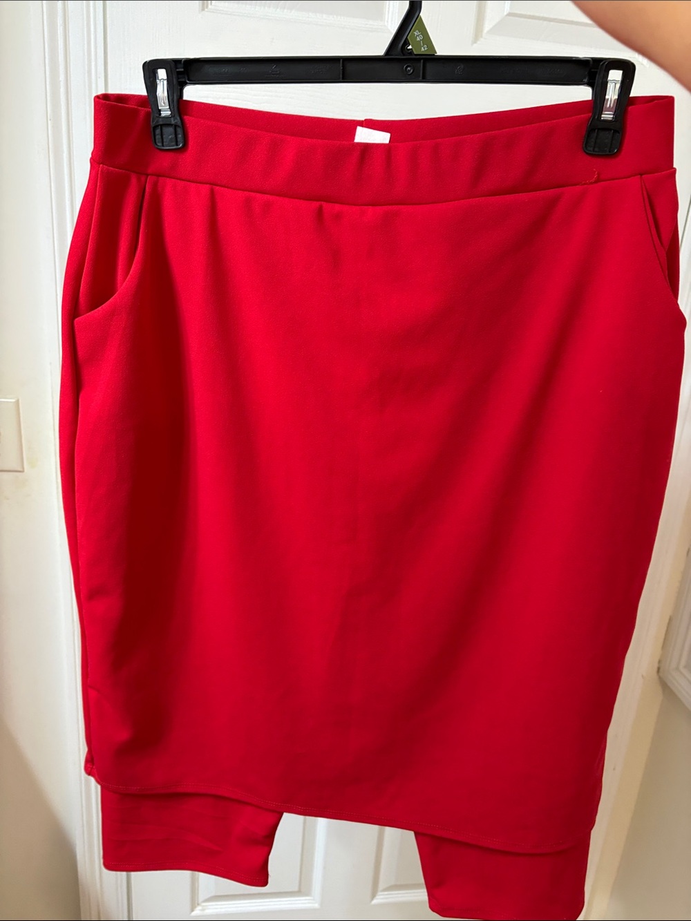 Women’s Red Pencil Skirt with Clean Waistband